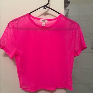 PINK Victoria's Secret Neon Pink Mesh Crop Top